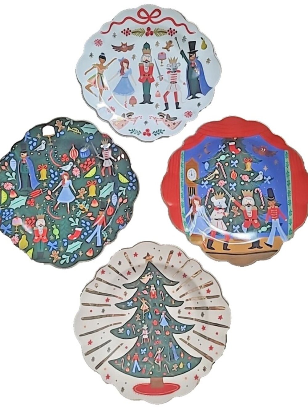 Anthropologie Rifle Paper Nutcracker Dessert Plates – Set of 4 Scalloped